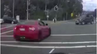 Video captures shocking scene as car hits both toddler and elderly woman in a dramatic incident.