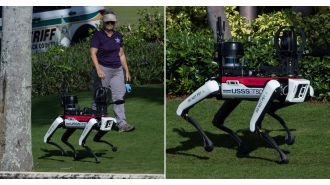 Robotic canines seen protecting Trump's Mar-a-Lago residence.