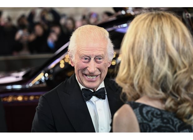 King Charles comes to Gladiator II premiere in Bentley limousine.