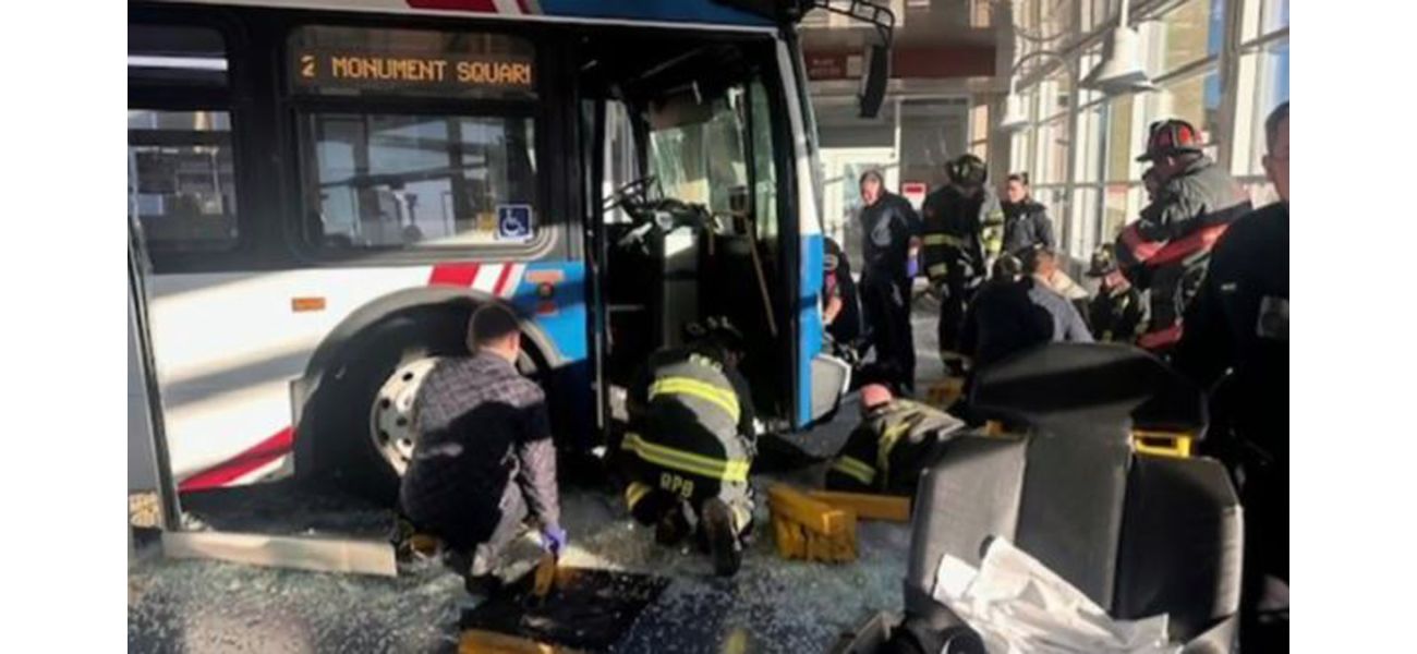 Someone was taken to the hospital by helicopter following a bus accident at a building in Fitchburg.