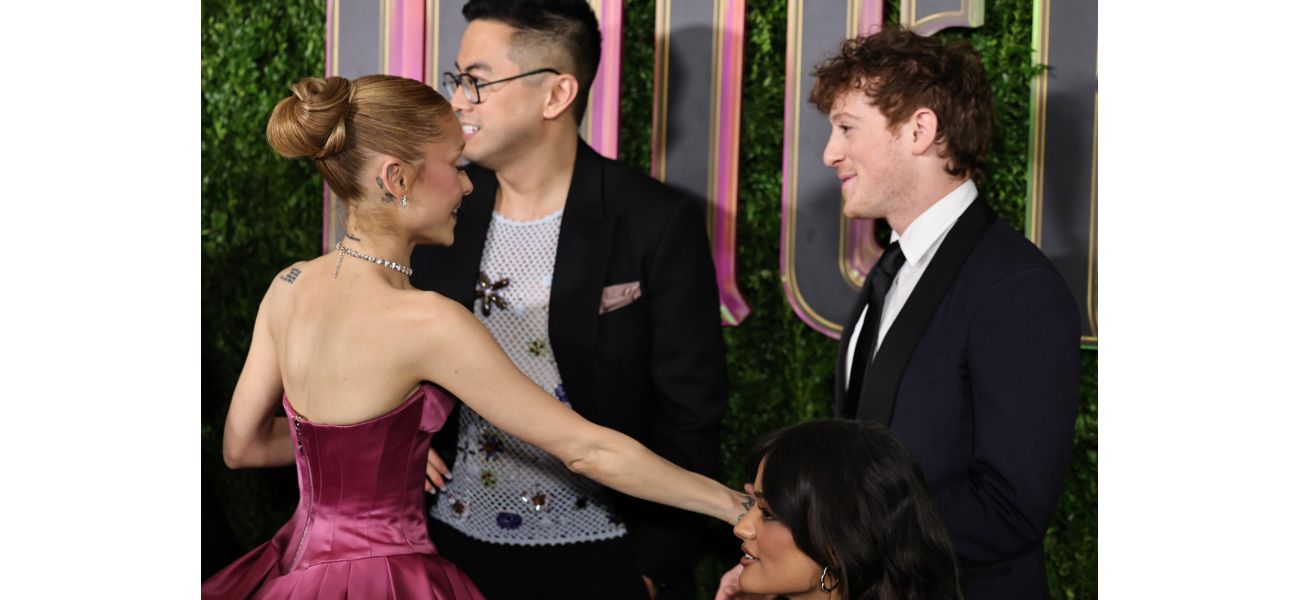 Ariana Grande shows affection with boyfriend Ethan Slater at Wicked premiere in rare display of PDA.