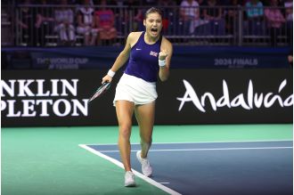 British tennis player Emma Raducanu wins match against German opponent, giving Great Britain a good start in the BJK Cup finals.