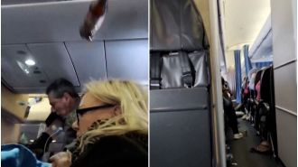 Plane passengers cry out as aircraft experiences strong turbulence while flying above the North Atlantic.