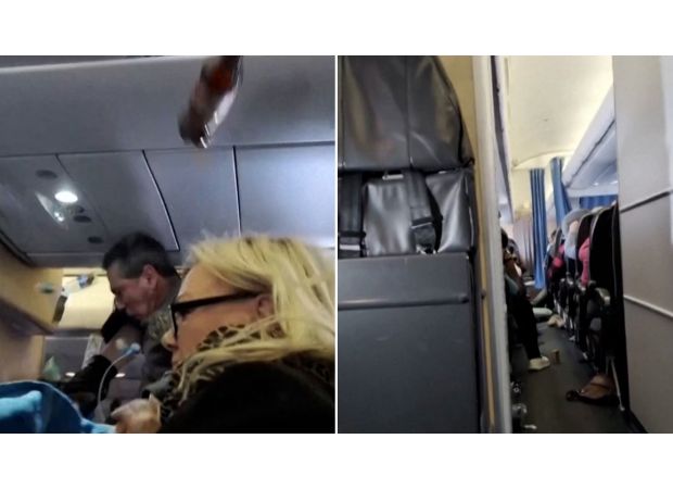 Plane passengers cry out as aircraft experiences strong turbulence while flying above the North Atlantic.