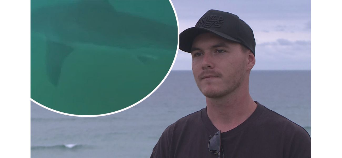 A surfer has a frightful encounter with a giant great white shark.