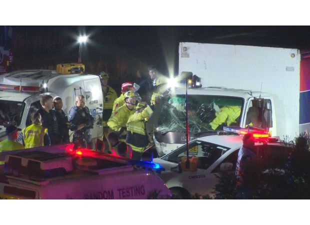 A driver was taken into custody for reportedly crashing into police vehicles during a chase.