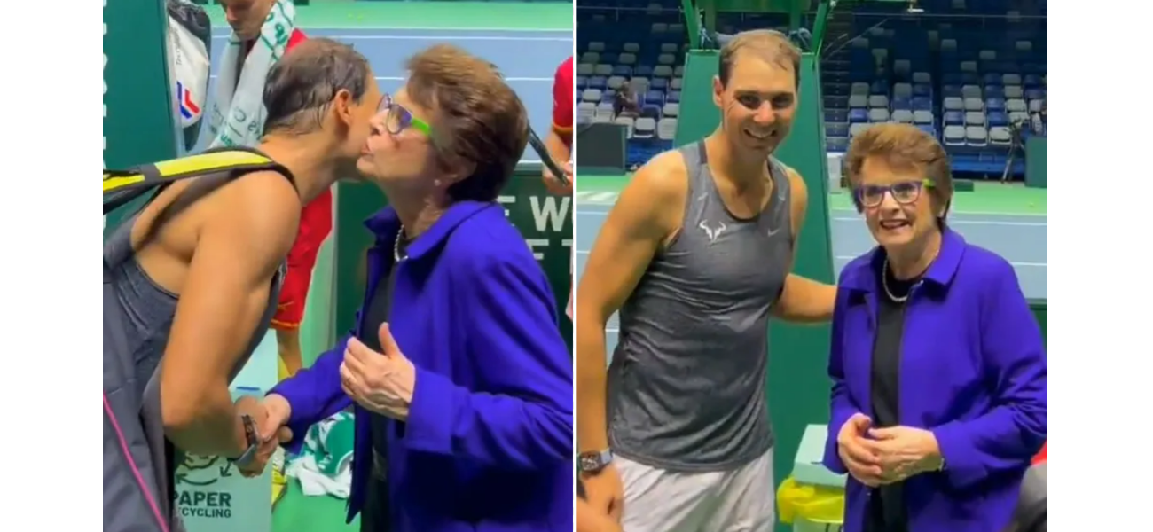 Tennis legend Rafael Nadal receives a kiss from Billie Jean King in a touching video before his retirement.