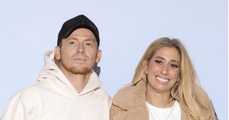 Stacey Solomon consoled by TV crew after arguing with Joe Swash in public.