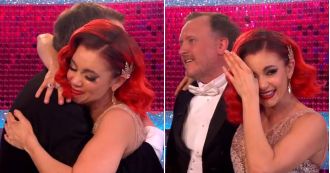 Dianne Buswell cries in Chris McCausland's embrace after amazing accomplishment on Strictly.