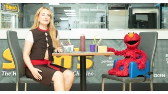 Amelia Dimoldenberg tells Andrew Garfield about her experience going on a date with Elmo.