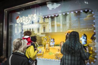 Police increase safety measures for peaceful debut of Myer's Christmas display.