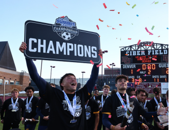DU Pioneers men's soccer lost Summit League final due to late red card and weak set piece defense.