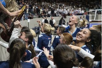 Valor Christian's girls volleyball team wins third consecutive Class 5A title fueled by strong bond and passion.