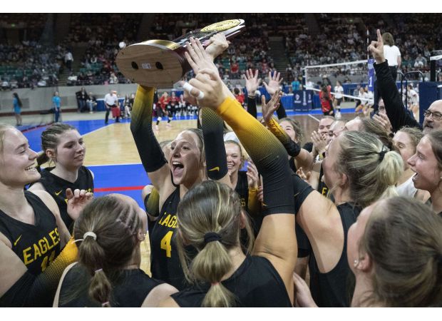 Thompson Valley dominates Lutheran to win 4A girls volleyball championship.