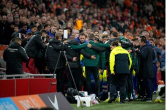 Hungarian coach Szalai addresses collapse during game against Netherlands.