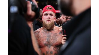 Jake Paul reacts to challenge from intimidating boxer.