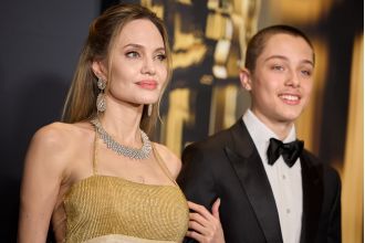 Angelina Jolie is seen with her son Knox, who looks just like his father Brad Pitt.