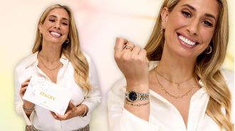 Abbott Lyon debuts Stacey Solomon's holiday jewelry line, featuring celestial motifs.