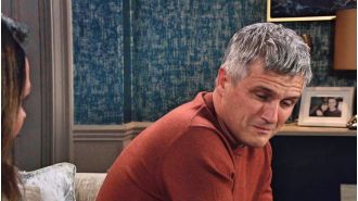 Caleb from Emmerdale shows rare vulnerability and confesses, causing him to break down in tears.