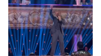 Former X Factor singer surprises audience with impromptu performance during break in Strictly show.