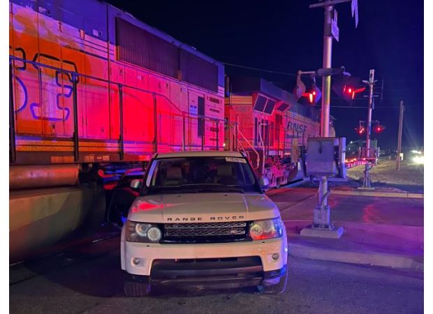 Train crashes into SUV stuck on tracks in Commerce City