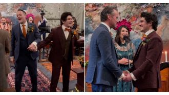 Soap star weds celebrity partner with A-list guest list including iconic Hollywood figure.