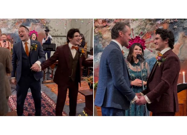 Soap star weds celebrity partner with A-list guest list including iconic Hollywood figure.