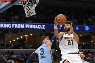 Nuggets defeat Grizzlies in NBA Cup game without Jokic, with Murray's strong performance and Westbrook's record-breaking play.