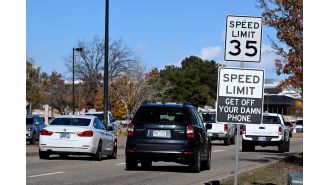 Boulder receives fake traffic signs with vulgar message urging people to stop using their phones.