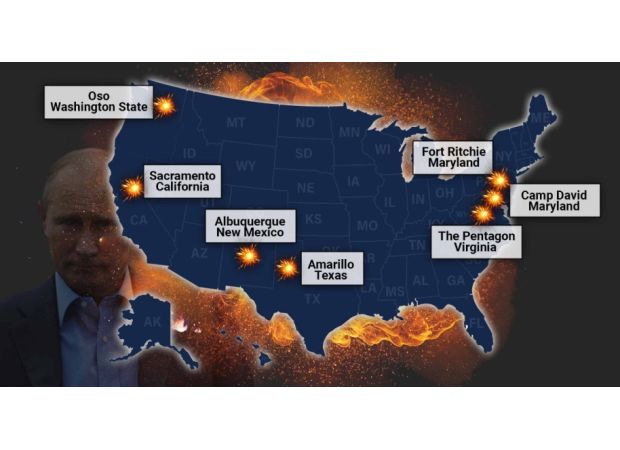 New map shows probable US sites on Putin's third world war nuclear target list.