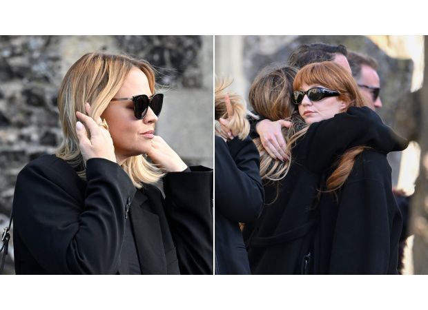 Liam Payne's girlfriend and Girls Aloud appear sad at his funeral.