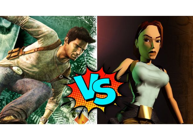Classic battle between two iconic video game franchises: Tomb Raider and Uncharted.