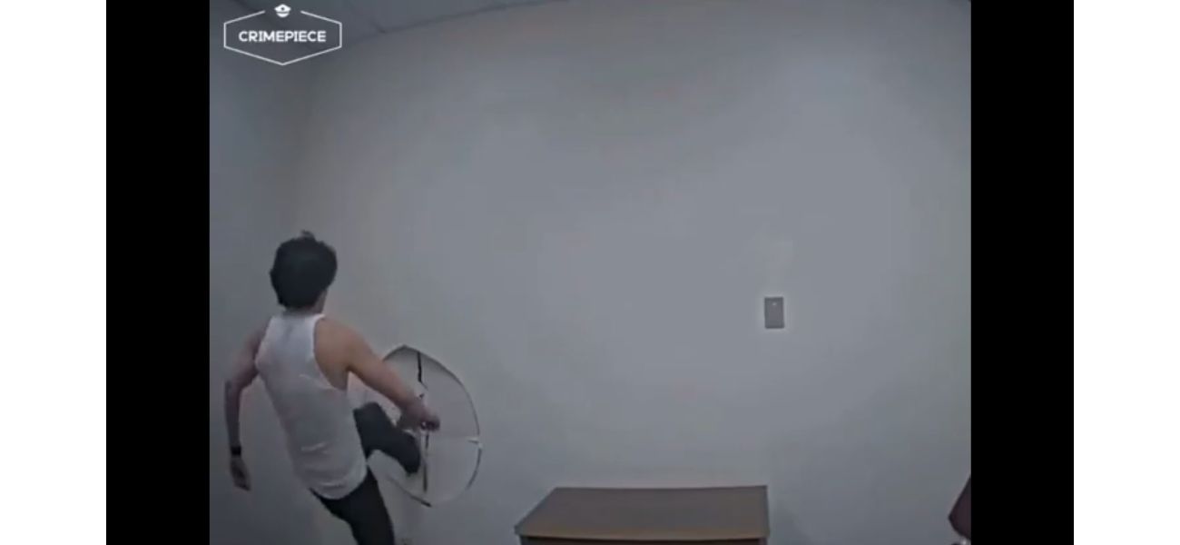 Suspect escapes by breaking through wall in interrogation room.
