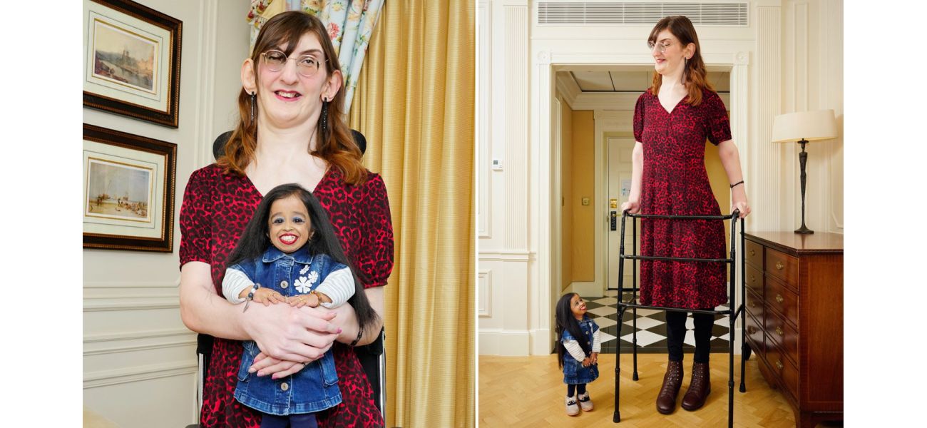 The meeting of the world's tallest and shortest women.