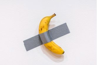 A duct-taped banana artwork has been sold for $9.58m, becoming viral once again.
