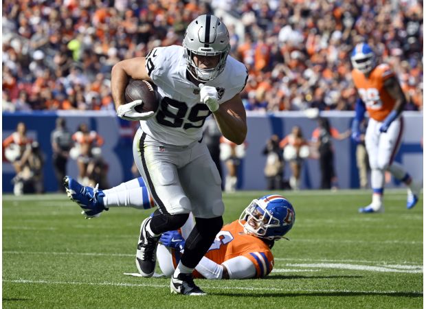 Denver's Bo Nix is in the running for rookie of the year and will face off against Raiders' Brock Bowers this Sunday.