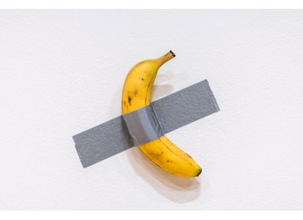 A duct-taped banana artwork has been sold for $9.58m, becoming viral once again.