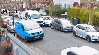 Cop fired for driving and eating, crashing into cars.