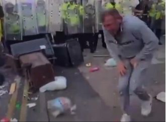Man who threw bricks at riot hit in groin and face could go to jail.