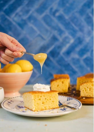 Sue Lawrence created a delicious and unique lemon curd polenta cake.