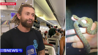 An unexpected snake caused chaos on a flight in Australia.