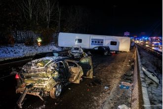 Numerous injuries from accident involving bus, cars, and motorcycles on main Paris road.