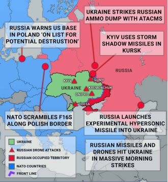 A remarkable sight as Putin's hypersonic missile cuts through the air during the attack on Ukraine.