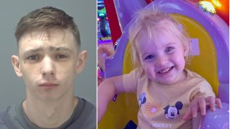 A man killed a child by beating them while the mother did nothing to stop it.