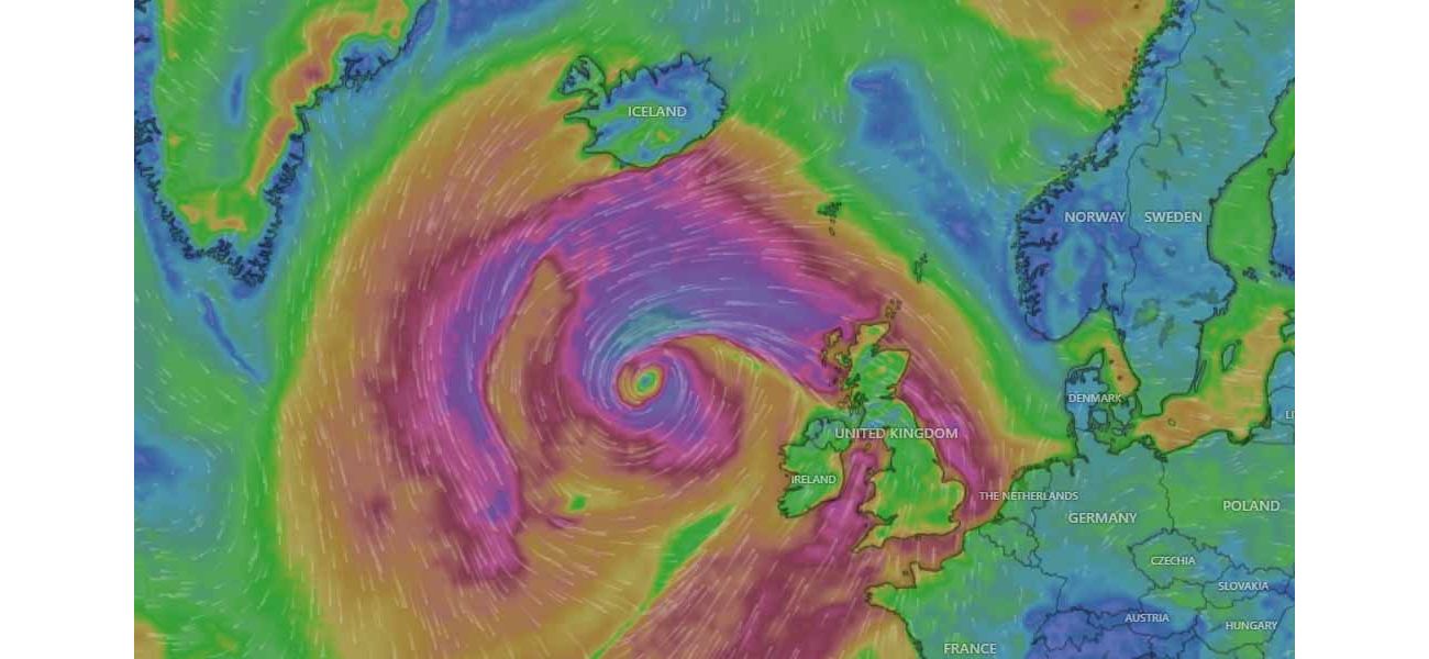 The map of Storm Bert tracks the strong winds and rain that will hit the UK today.