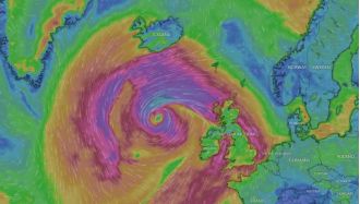 The map of Storm Bert tracks the strong winds and rain that will hit the UK today.