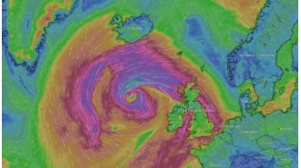 The map of Storm Bert tracks the strong winds and rain that will hit the UK today.