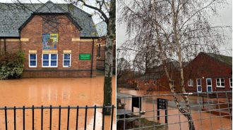 Flood-damaged school reopens only to be hit by another flood from Storm Bert.