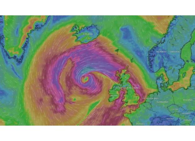 The map of Storm Bert tracks the strong winds and rain that will hit the UK today.