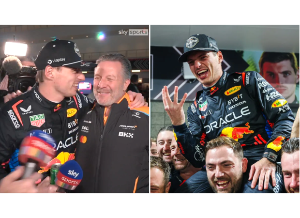 Verstappen playfully takes a jab at Norris' team owner following his own victory in Formula 1.